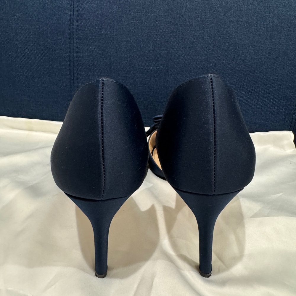 Nina Forbes2 Navy Satin Shoes Sz 7 - Picture 3 of 6